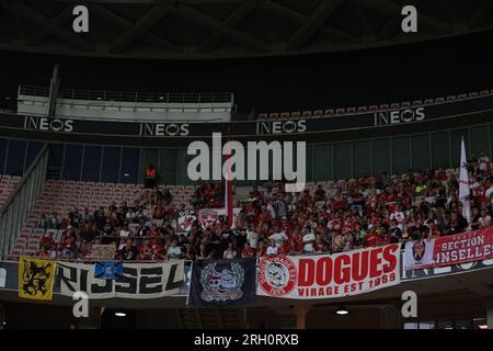 Nice, France, 11th August 2023. LOSC Lille fans during the Ligue 1 match at Allianz Riviera Stadium, Nice. Picture credit should read: Jonathan Moscrop / Sportimage Stock Photo