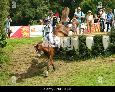 Haras du Pin, France. 12 August, 2023. Yasmin INGHAM of Great Britain with Banzai Du Loir during the cross country at the FEI Eventing European Championship on August 12, 2023, Haras du Pin, France (Photo by Maxime David/MXIMD Pictures - mximd.com) Credit: MXIMD Pictures/Alamy Live News Credit: MXIMD Pictures/Alamy Live News Stock Photo
