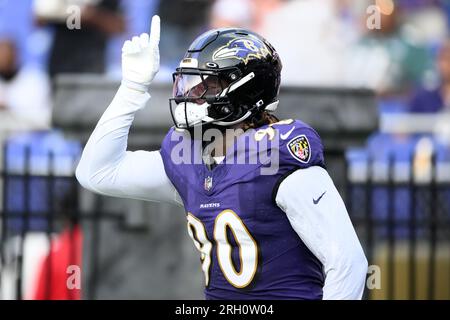 Baltimore Ravens linebacker David Ojabo (90) is introduced before