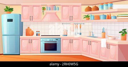 https://l450v.alamy.com/450v/2rh0w5g/kitchen-interior-inside-cartoon-house-room-with-cooker-stove-and-kitchenware-furniture-for-cooking-retro-fridge-and-oven-household-appliances-on-c-2rh0w5g.jpg