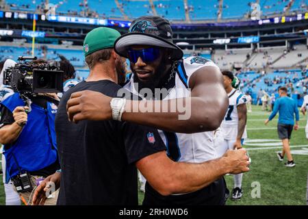 Charlotte, USA. 26th Aug, 2022. August 26, 2022: Carolina Panthers  defensive end Brian Burns (53) watches a replay of a possible fumble in the  fourth quarter against the Buffalo Bills in the