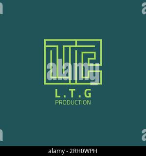 A multi-letter logo formed from a unique maze line. Stock Vector