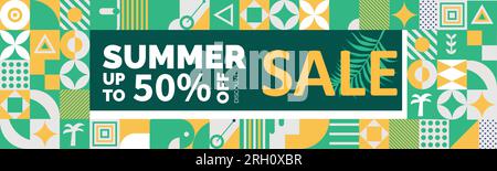 Special offer or discount in prices. sales banner with geometric abstract White background in retro style. end of season sale design includes Stock Vector