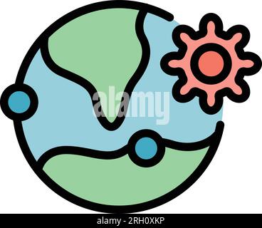 Global self isolation icon outline vector. Virus remote. Home coronavirus color flat Stock Vector