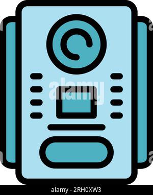 Video intercom control icon outline vector. Door system. Camera security color flat Stock Vector