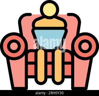 Self isolation icon outline vector. Home people. House corona color flat Stock Vector