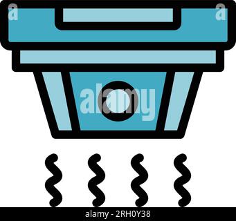 Home smoke detector icon outline vector. Fire alarm. Control system color flat Stock Vector