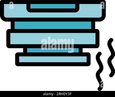 Battery smoke detector icon outline vector. Alarm sensor. Home system color flat Stock Vector