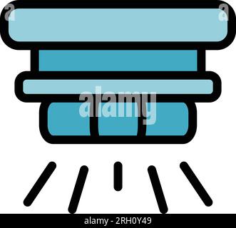 Button smoke detector icon outline vector. Alarm fire. Home system color flat Stock Vector