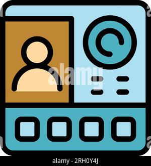 Call video intercom icon outline vector. Alarm panel. Home access color flat Stock Vector