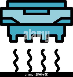 Fire smoke detector icon outline vector. Alarm system. Home control color flat Stock Vector