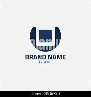 Square logo inside an incomplete circle. Stock Vector