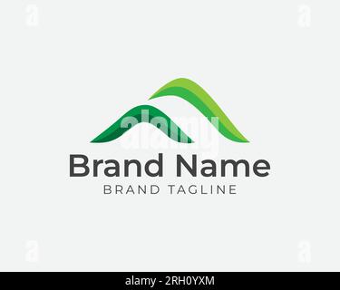 hill leaf farm logo. hill farm logo combination with leaves. agriculture logo template. farm logo template. abstrack concept. Stock Vector