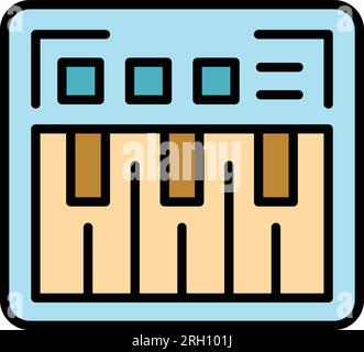 Acid synthesizer icon outline vector. Dj piano. Audio instrument color flat Stock Vector