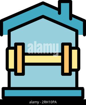 Self isolation training icon outline vector. Online stay. Home quarantine color flat Stock Vector