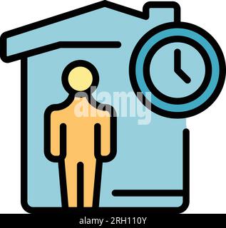 Self isolation icon outline vector. Family protection. Home quarantine color flat Stock Vector
