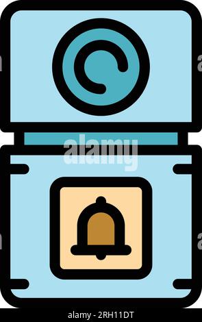 Video intercom system icon outline vector. Door bell. Security control color flat Stock Vector