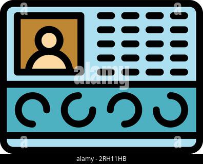 Video intercom security icon outline vector. Door system. Bell camera color flat Stock Vector