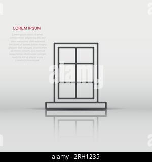 Window icon in flat style. Casement vector illustration on isolated background. House interior sign business concept. Stock Vector