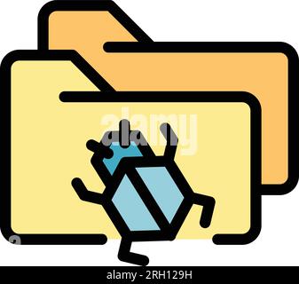 Folder bug icon outline vector. Safety privacy. Login protect color flat Stock Vector