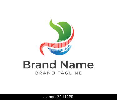 gastric or stomach health logo. stomach combination logo in the shape of a healthy person. health and wellness logo template. Stock Vector