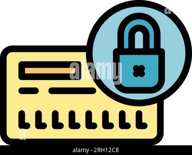 Secured bank card icon outline vector. Data secure. Safety password color flat Stock Vector