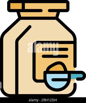 Protein jar icon outline vector. Gym food. Athlete lifestyle color flat Stock Vector