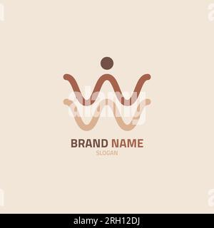 Line and circle logo in the shape of a human and letters. Stock Vector