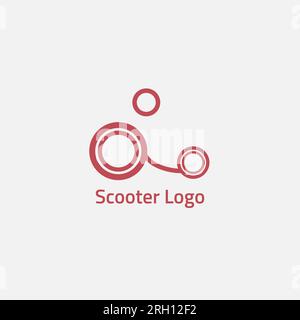 Red scooter logo composed of circles and lines. Stock Vector