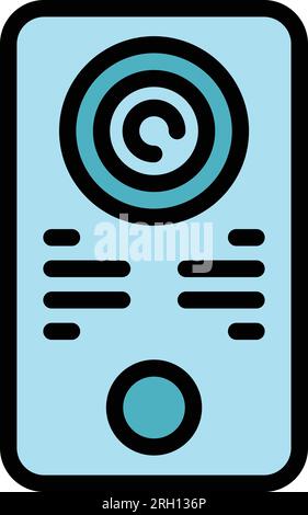 Entry video intercom icon outline vector. Electronic call. Door system color flat Stock Vector
