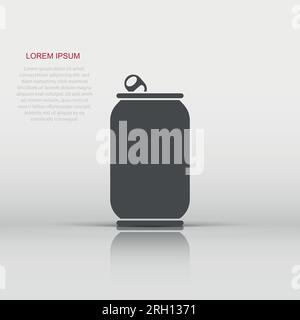 Soda can icon in flat style. Drink bottle vector illustration on isolated background. Beverage sign business concept. Stock Vector