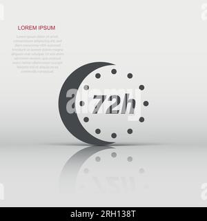 72 hour clock icon in flat style. Timer countdown vector illustration on isolated background. Time measure sign business concept. Stock Vector