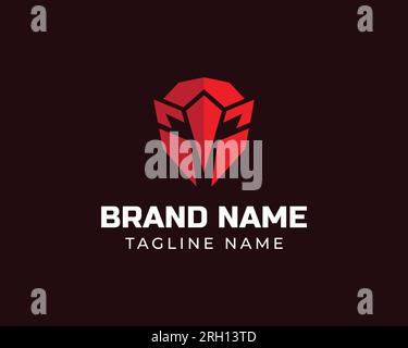 spartan head helmet logo. spartan head silhouette masculine concept logo. fitness logo template. Stock Vector
