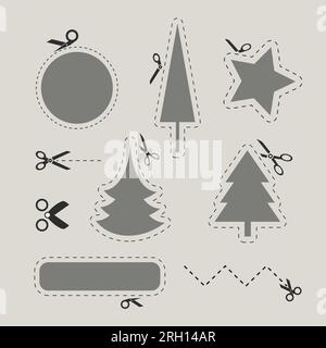 Blank advertising coupons with scissors Stock Vector