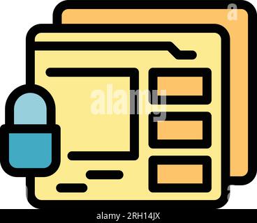 Secured site icon outline vector. Data secure. Privacy control color flat Stock Vector