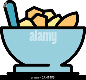 Cereal breakfast icon outline vector. Milk bowl. Corn box color flat Stock Vector