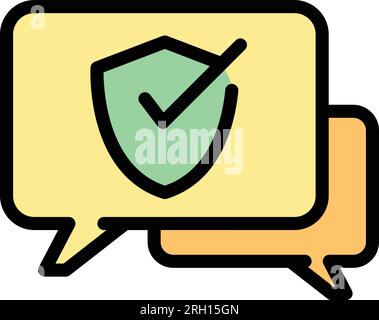 Secured chat icon outline vector. Antivirus data. Firewall safety color flat Stock Vector