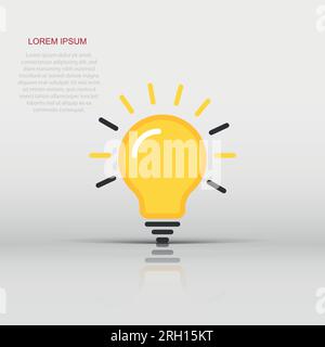 Light bulb icon in flat style. Lamp vector illustration on white isolated background. Idea, solution, thinking sign business concept. Stock Vector