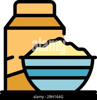 Milk cereals icon outline vector. Cereal bowl. Corn box color flat Stock Vector