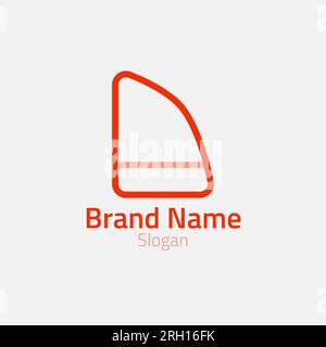 Square logo with one curved and letter-like section. Stock Vector