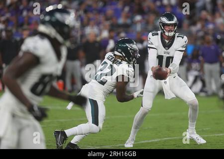 Baltimore Ravens wide receiver Sean Ryan runs a route during the first half  of a preseason NFL football game, Saturday, Aug. 12, 2023, in Baltimore.  (AP Photo/Julio Cortez Stock Photo - Alamy