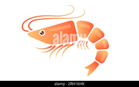 Vector icon of shrimp for Asian food. Vector illustration of shrimp in flat style. Stock Vector