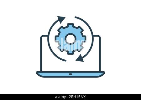 Refresh download icon. suitable for web site design, app, user interfaces. flat line icon style. Simple vector design editable Stock Vector