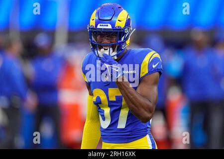 INGLEWOOD, CA - SEPTEMBER 08: Los Angeles Rams safety Quentin Lake (37)  during the Buffalo Bills game versus the Los Angeles Rams on September 8,  2022, at Sofi Stadium in Inglewood, CA. (