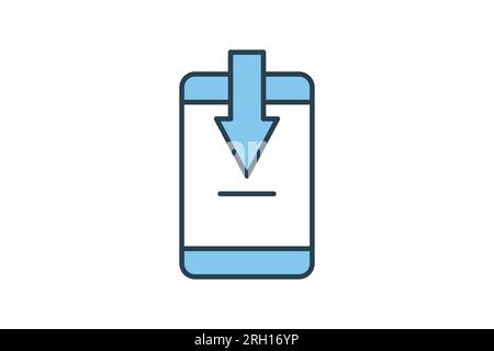 Download App icon. suitable for web site design, app, user interfaces. flat line icon style. Simple vector design editable Stock Vector
