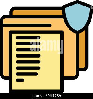 Secured data icon outline vector. Secure password. Safety login color flat Stock Vector