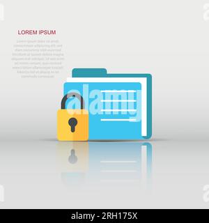 Files folder permission icon in flat style. Document access vector illustration on isolated background. Secret archive sign business concept. Stock Vector