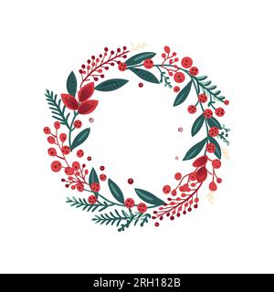 New Year's wreaths from berries. Christmas decorations on a white background. Vector illustration Stock Vector