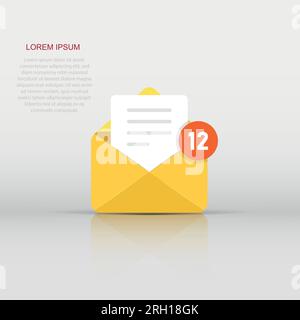New incoming messages icon in flat style. Envelope with notification vector illustration on isolated background. Email sign business concept. Stock Vector