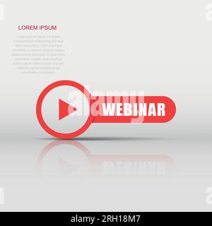 Live webinar icon in flat style. Online training vector illustration on isolated background. Conference stream sign business concept. Stock Vector